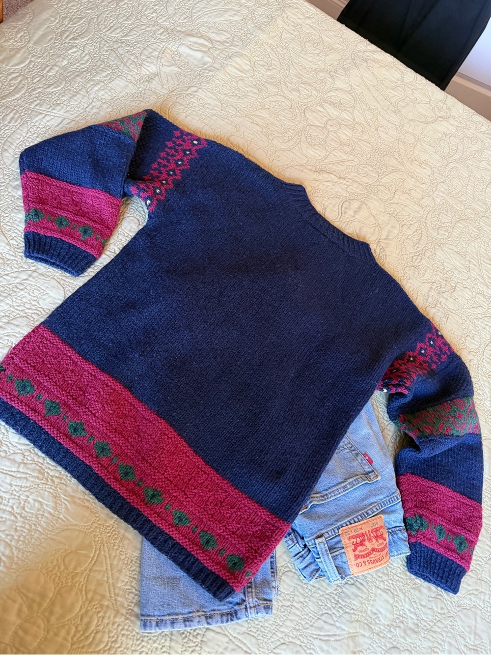 VTG 90s Studio Michelle Stuart Chunky Hand Knit Shetland Wool Oversized Sweater - Picture 10 of 14